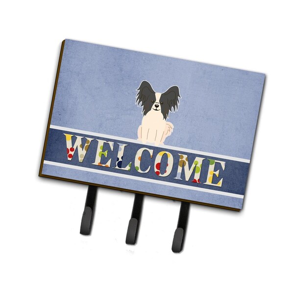 Carolines Treasures Papillon Black & White Welcome Leash or Key Holder BB5657TH68 - main